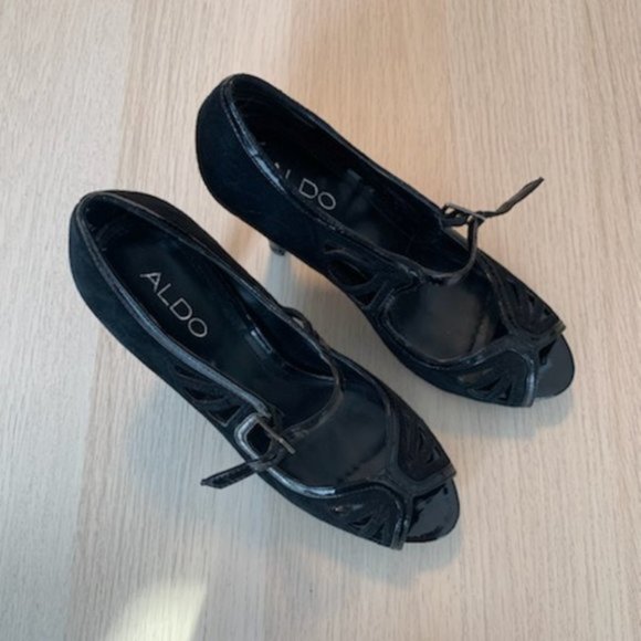 ALDO Black Suede Peep-toe - Picture 3 of 5